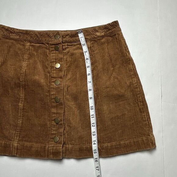 Charlotte Russe Tan Corduroy Mini Skirt Size Large Waist A-line Button Front - Picture 5 of 5